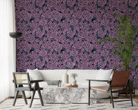 Natural beauty fills this Living room space through our Violet Lilac garden wallpaper.