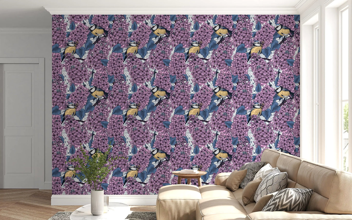 A charming bird motif brings a natural aesthetic to the Living room setting.