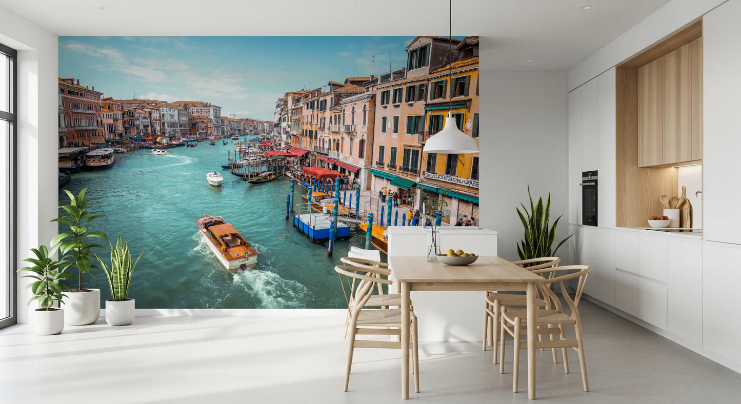 Golden buildings glow within the Grand Canal Splendor wall mural scene.