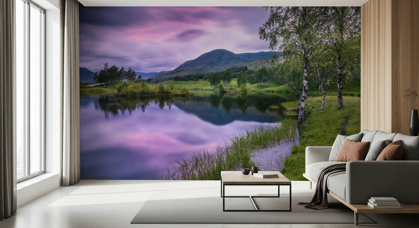Highland Dusk Reflection muurschildering