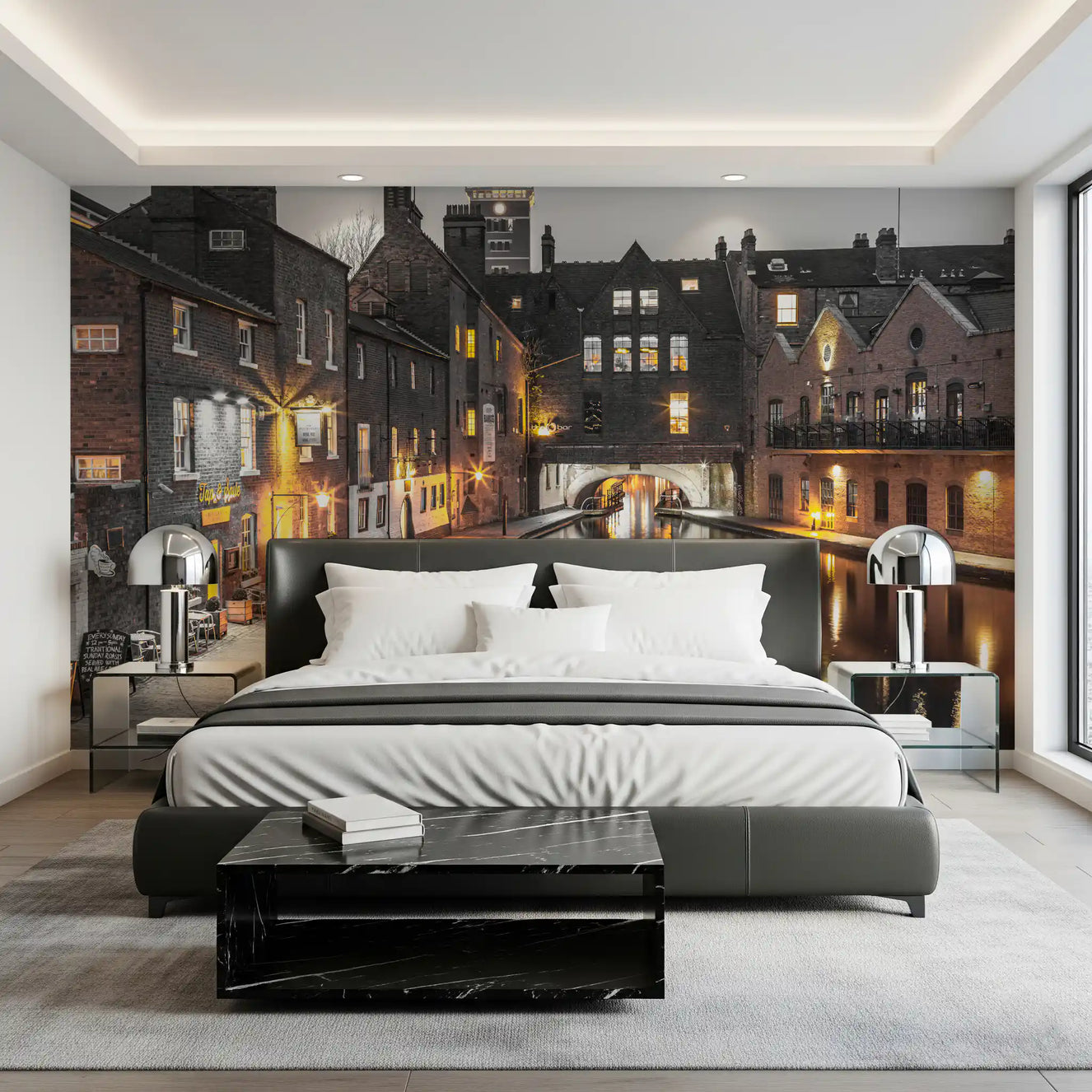 Urban Canal Twilight Wall Mural