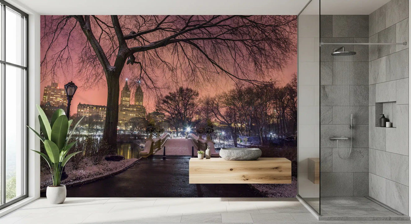 Central Park Winter Twilight Wall Mural