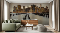 NYC Urban Glow wall mural sets golden window light against an overcast Manhattan sky
