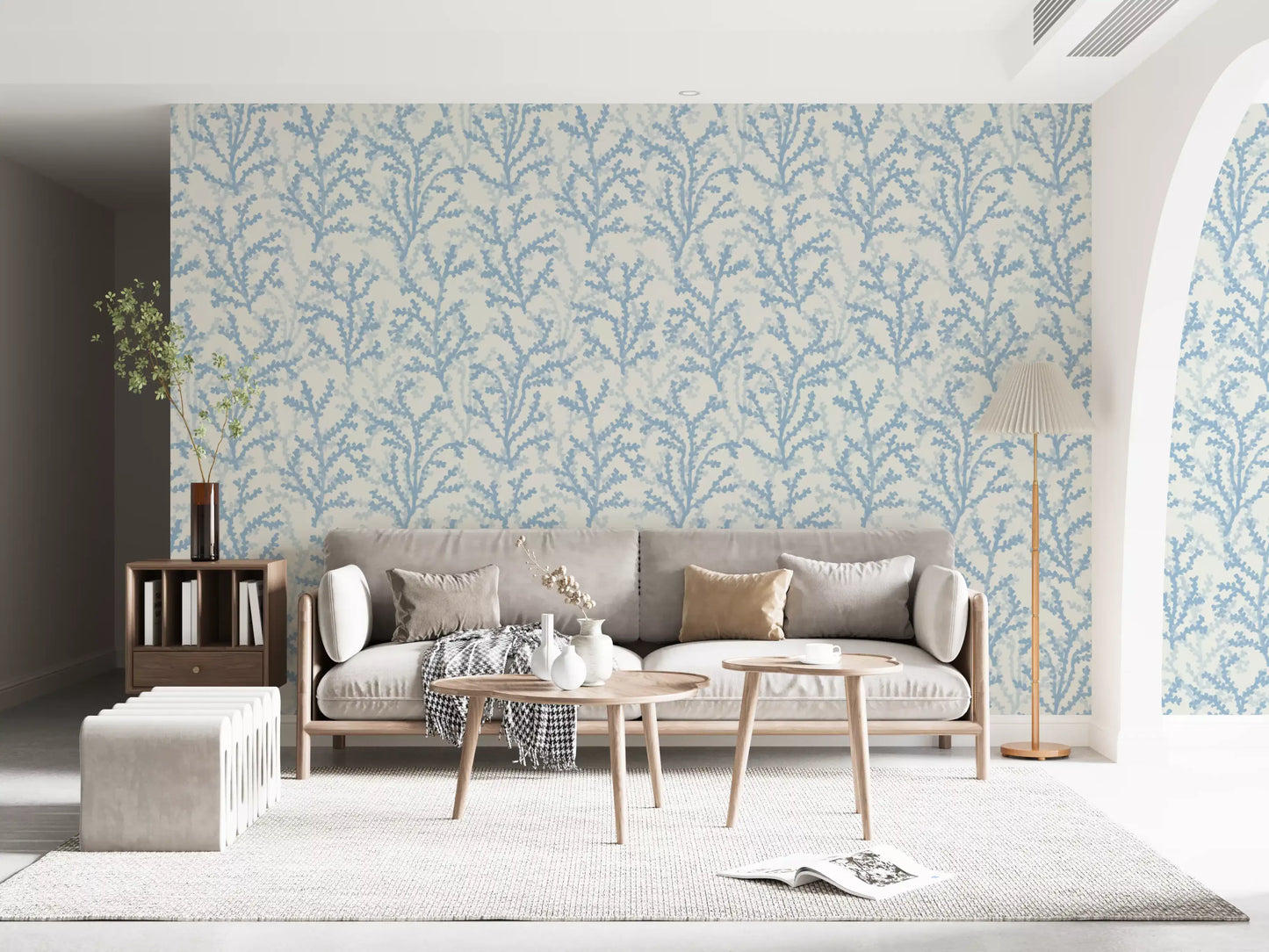 Geschilderd Coraline Dromend Blauw Behang