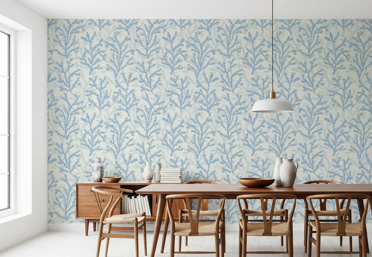 Geschilderd Coraline Dromend Blauw Behang