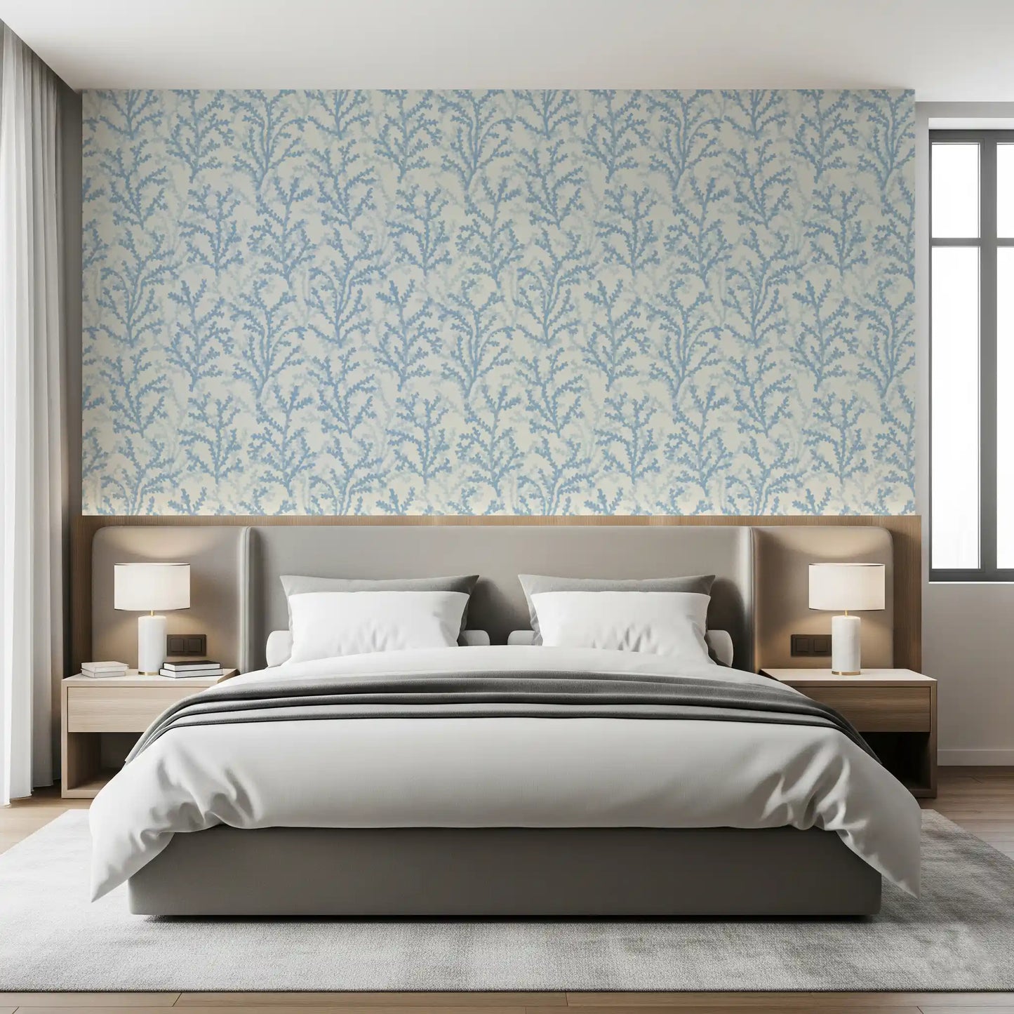 Geschilderd Coraline Dromend Blauw Behang
