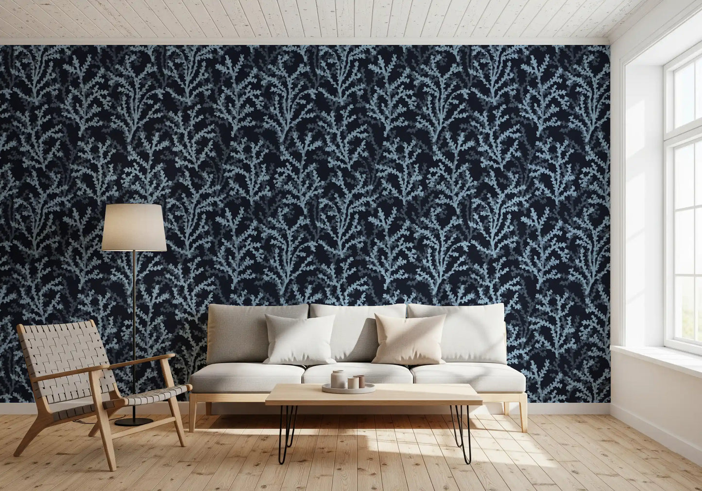 the Painted wallpaper texture dominate vertical organic shapes