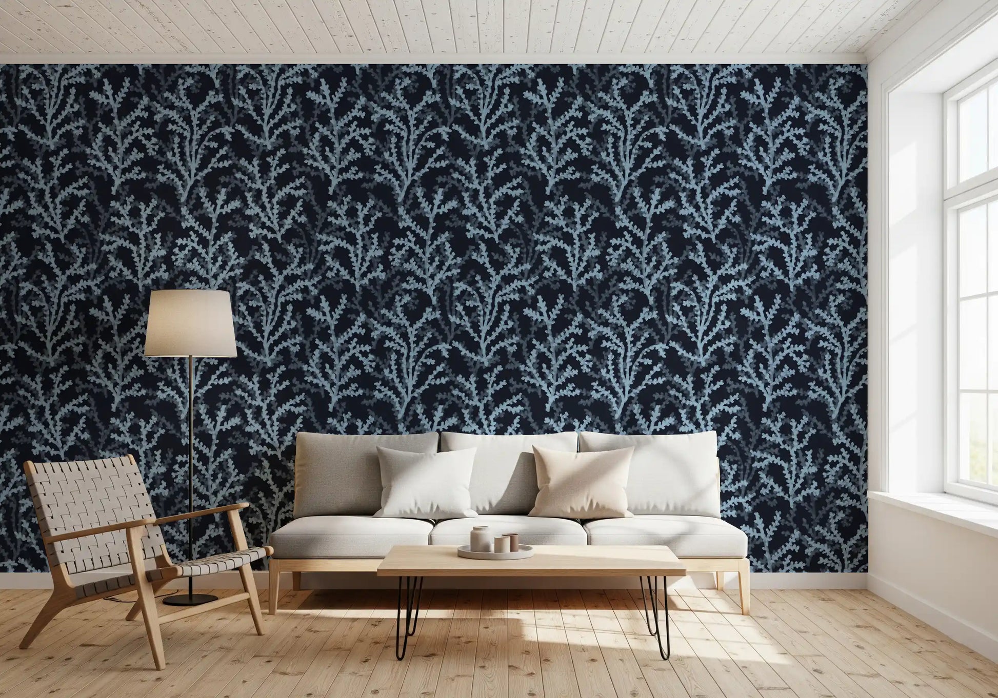 the Painted wallpaper texture dominate vertical organic shapes