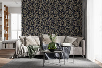 Painted Coraline Sand Dark wallpaper showing forked coral branches on a navy ground
