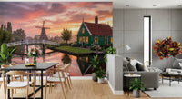 water reflections dominate the entire Canal Glow at Dawn Wall Mural surface