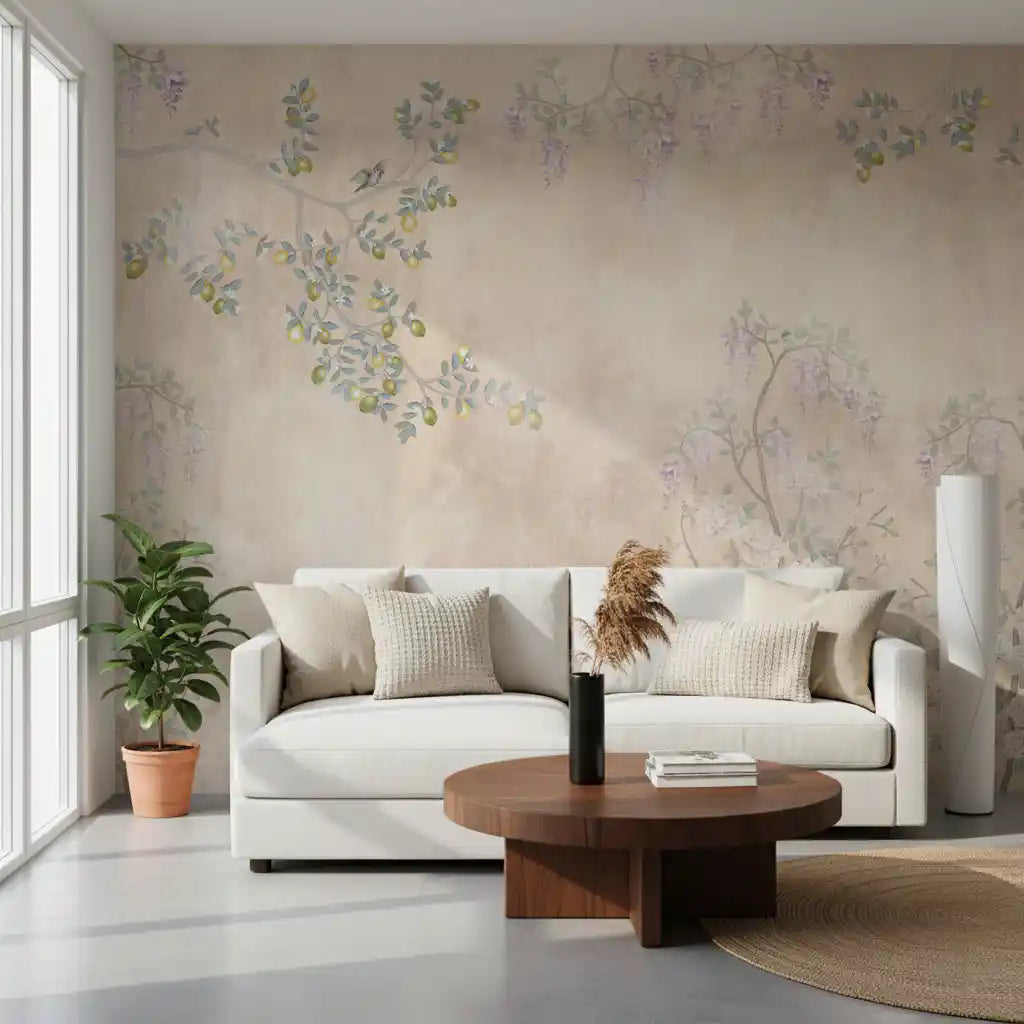 Wisteria & Lemon Blossom Serenity Cream Vægmaleri
