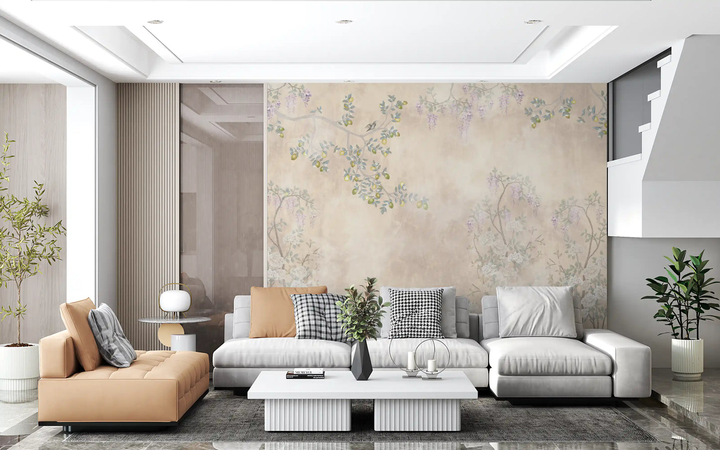 Wisteria & Lemon Blossom Serenity Cream Vægmaleri