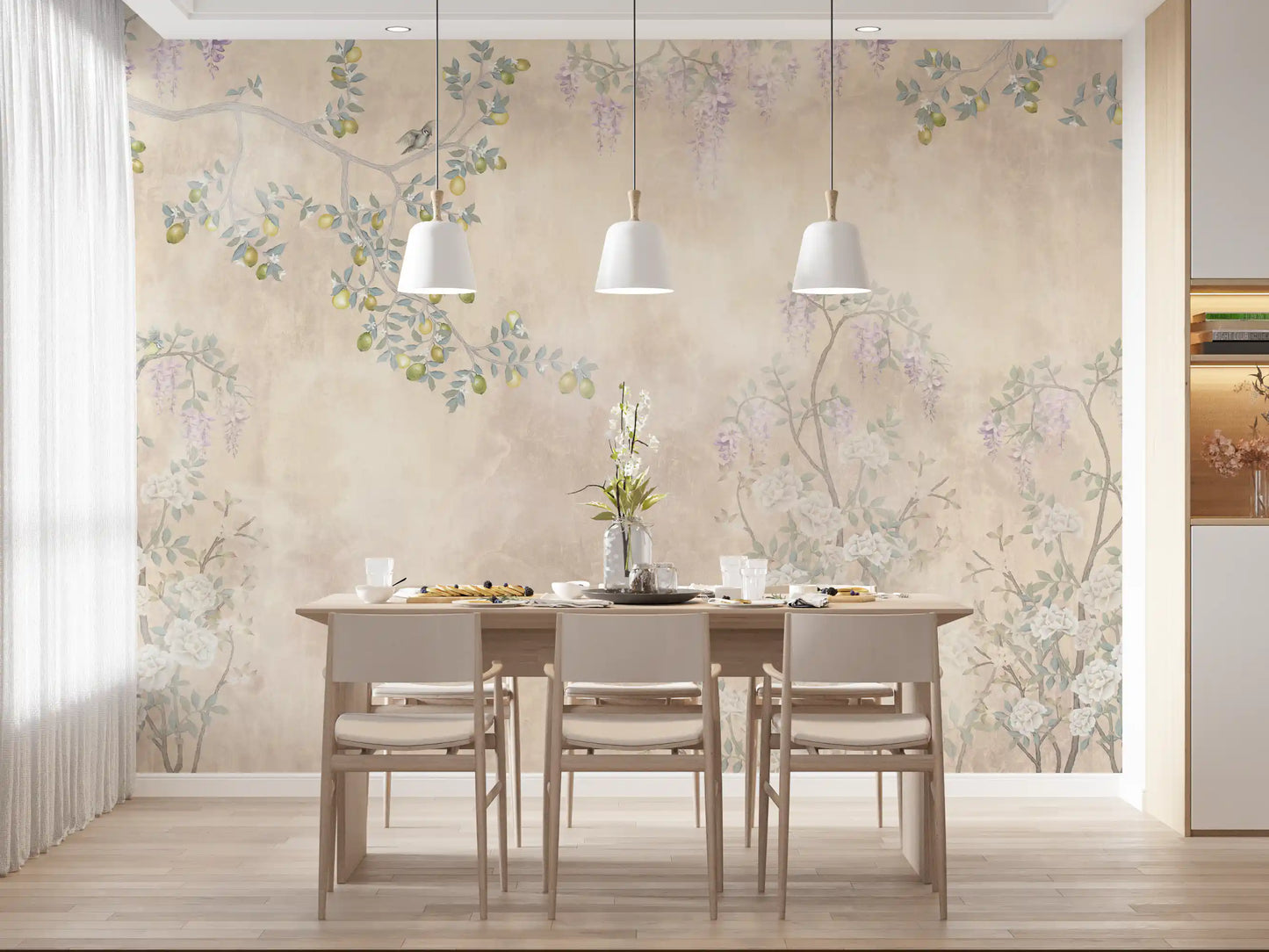 Wisteria & Lemon Blossom Serenity Cream Vægmaleri