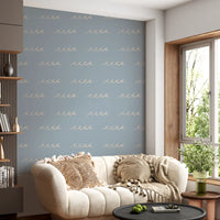 Boho Coastal Wallpaper with pale blue base and simple water-inspired lines