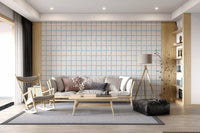 Check wallpaper showing Olive Green grid lines with relaxed wall pattern