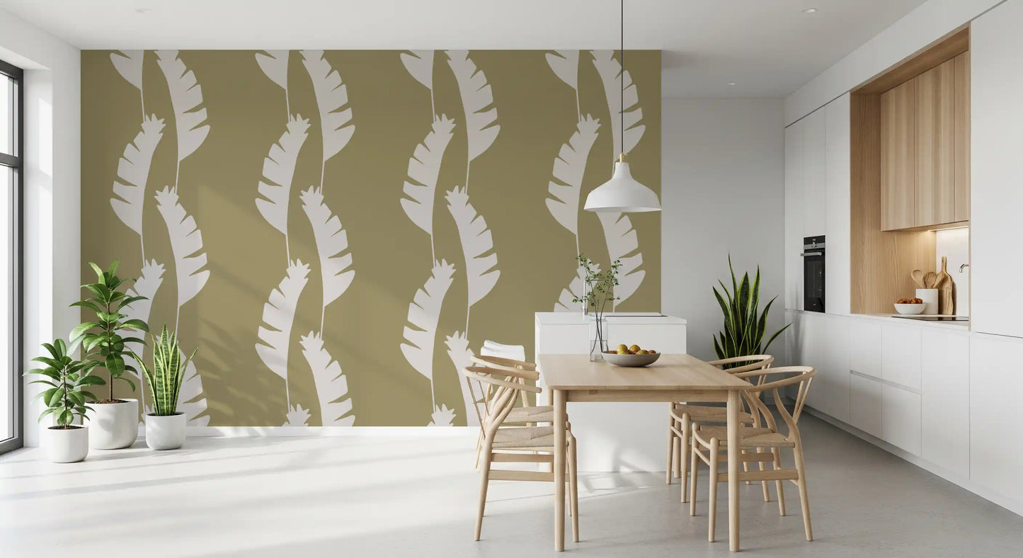 Olivengrøn Bananblad Tapet Boho Kysttapet
