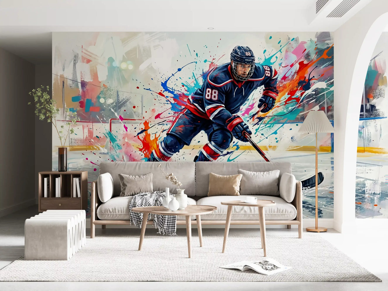 Brushstroke Blitz: Murală de perete cu acțiune de hochei