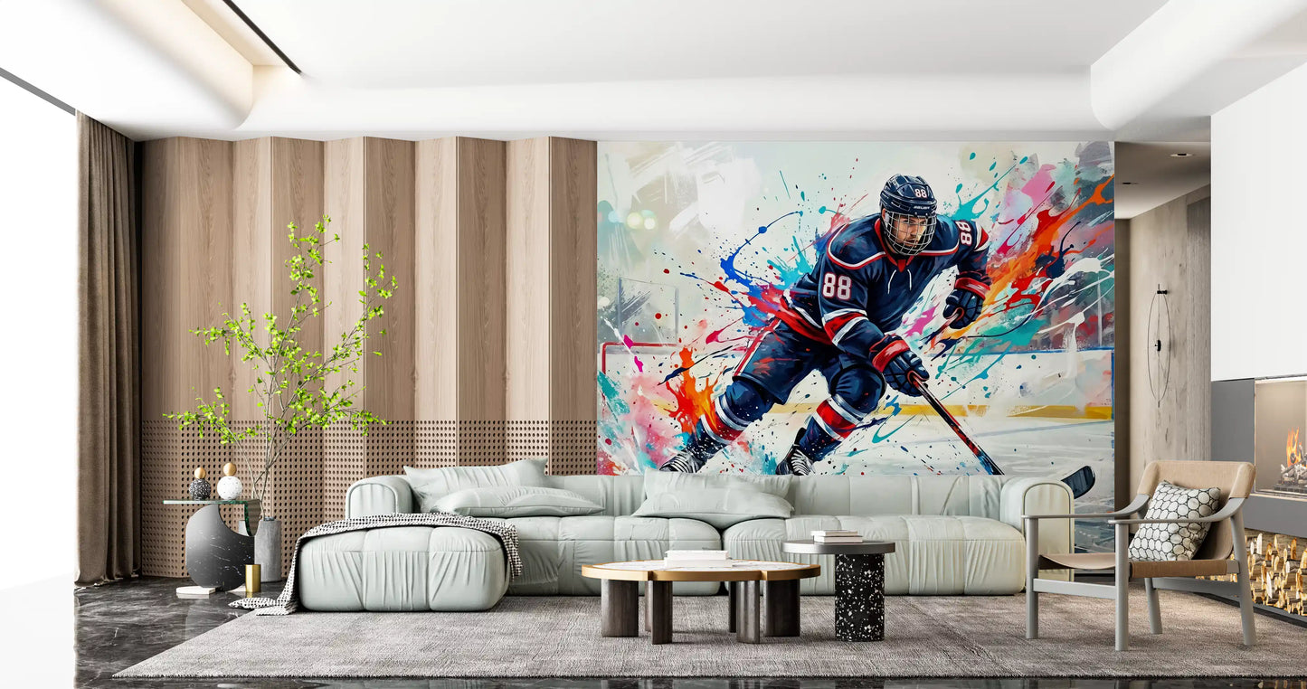 Brushstroke Blitz: Hockey-Action Wandbild