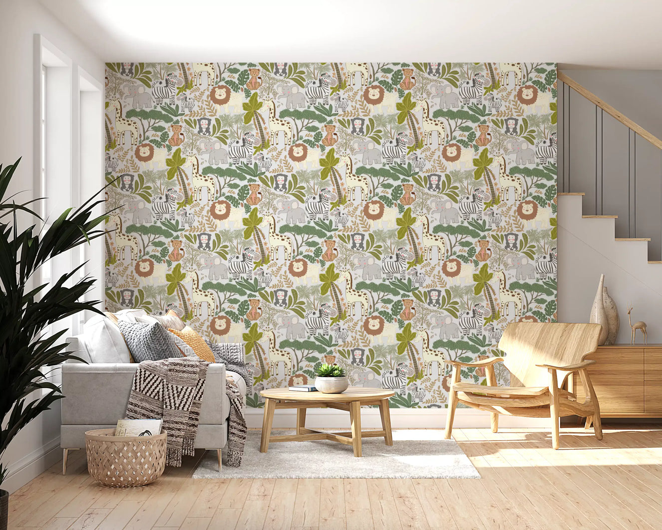 Whimsical Safari Pals Wallpaper⁠