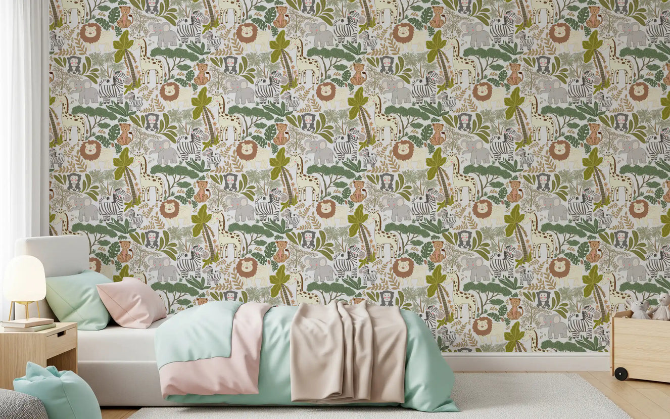 Safari Friends' Playful Jungle Wallpaper⁠