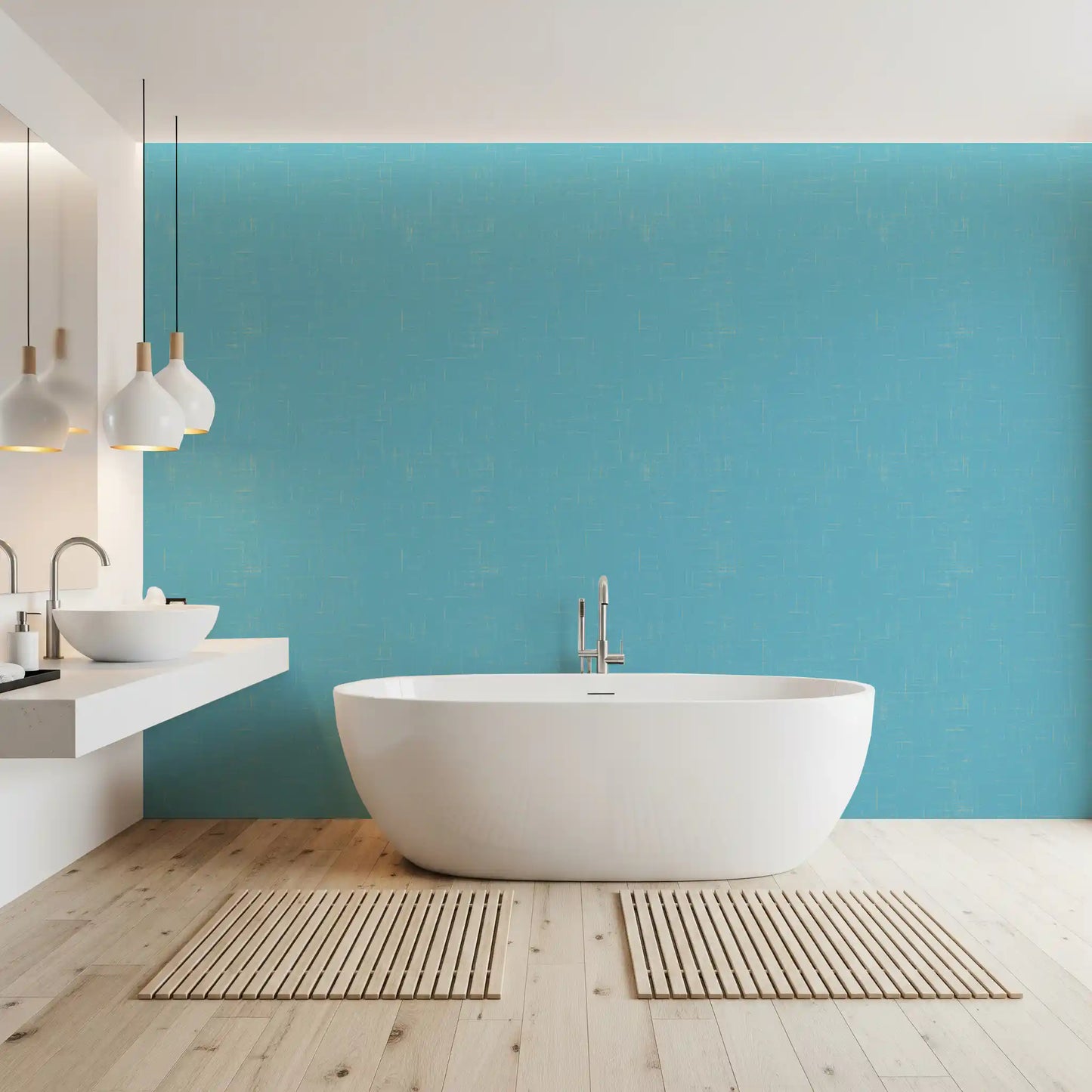 Blåt linnedtekstur tapet Mid Century Modern tapet⁠