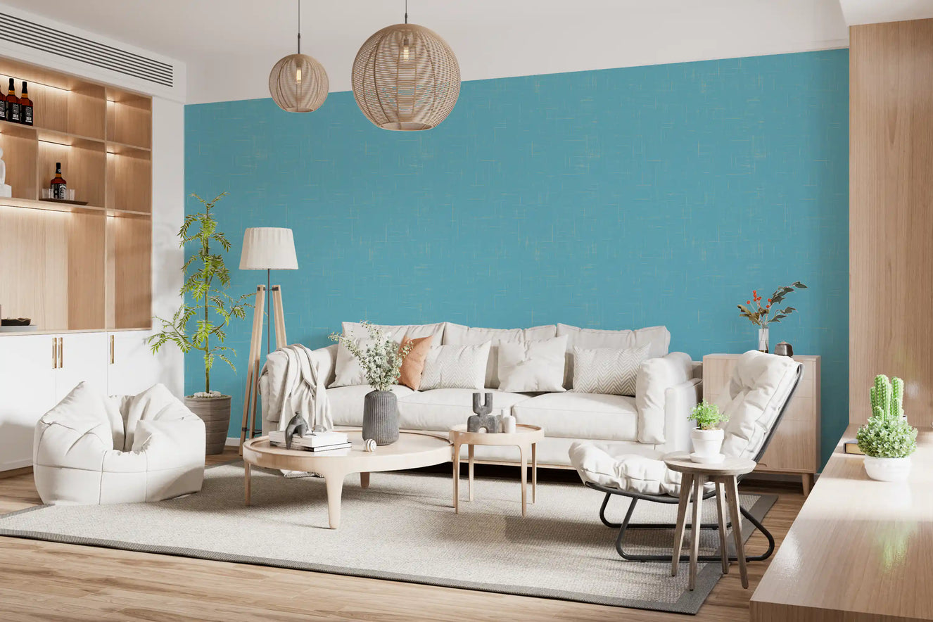 Blåt linnedtekstur tapet Mid Century Modern tapet⁠