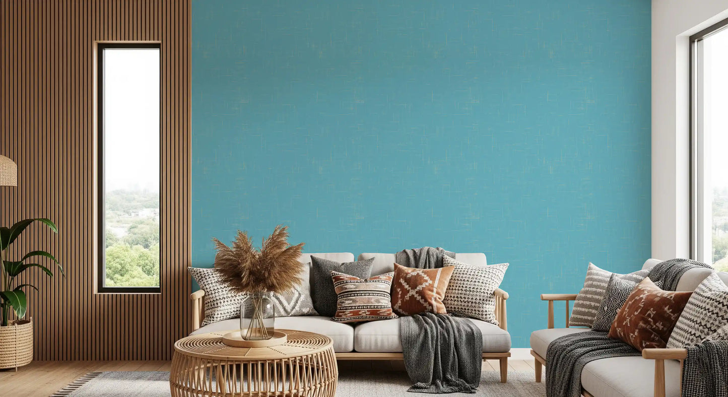 Blåt linnedtekstur tapet Mid Century Modern tapet⁠