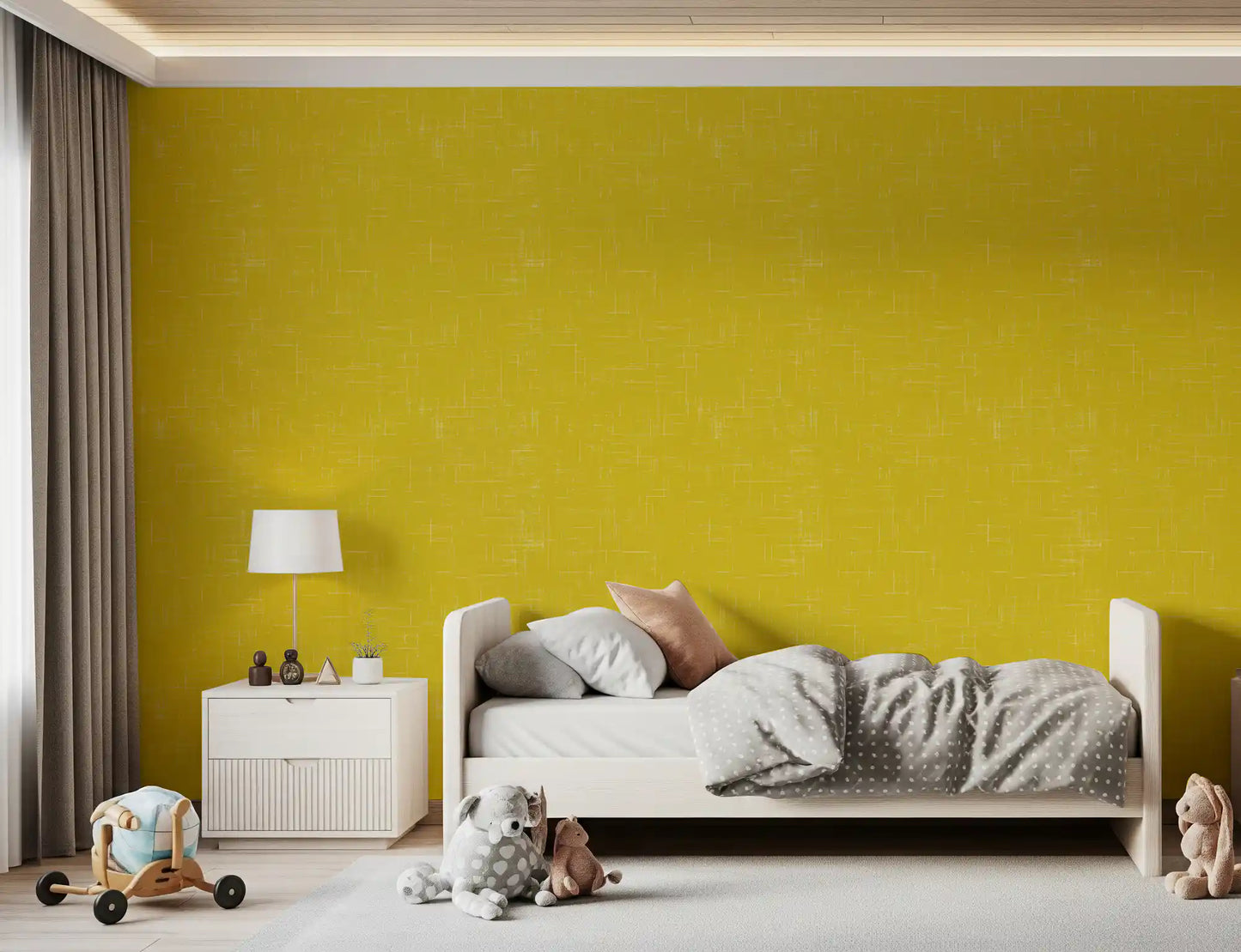 Senf Leinen Struktur Tapete Mid-Century-Modern Tapete⁠