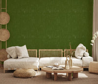 Olive feature wallpaper with understated linework and woven depth