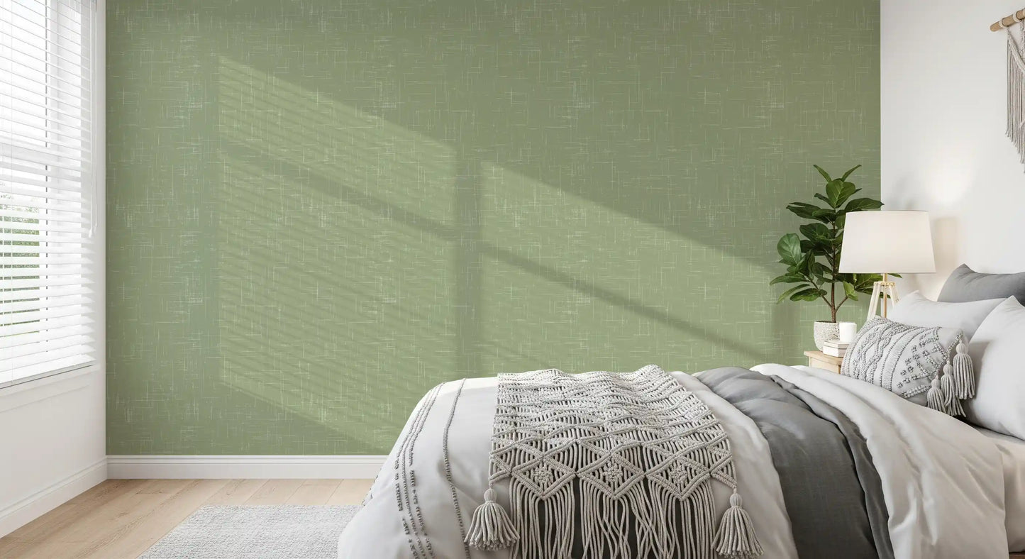Papel pintado de textura de lino verde salvia Papel pintado moderno de mediados de siglo