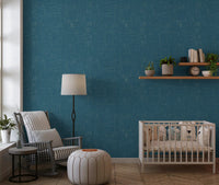 Teal Linen Wallpaper with a woven appearance and neat line structure