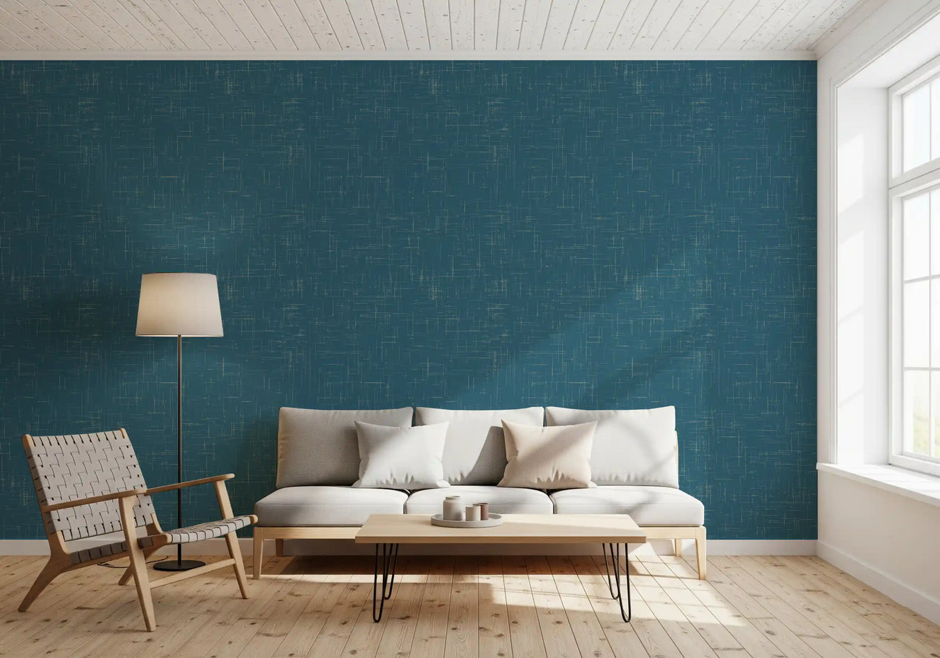 Carta da parati texture lino turchese Carta da parati modernista metà secolo⁠