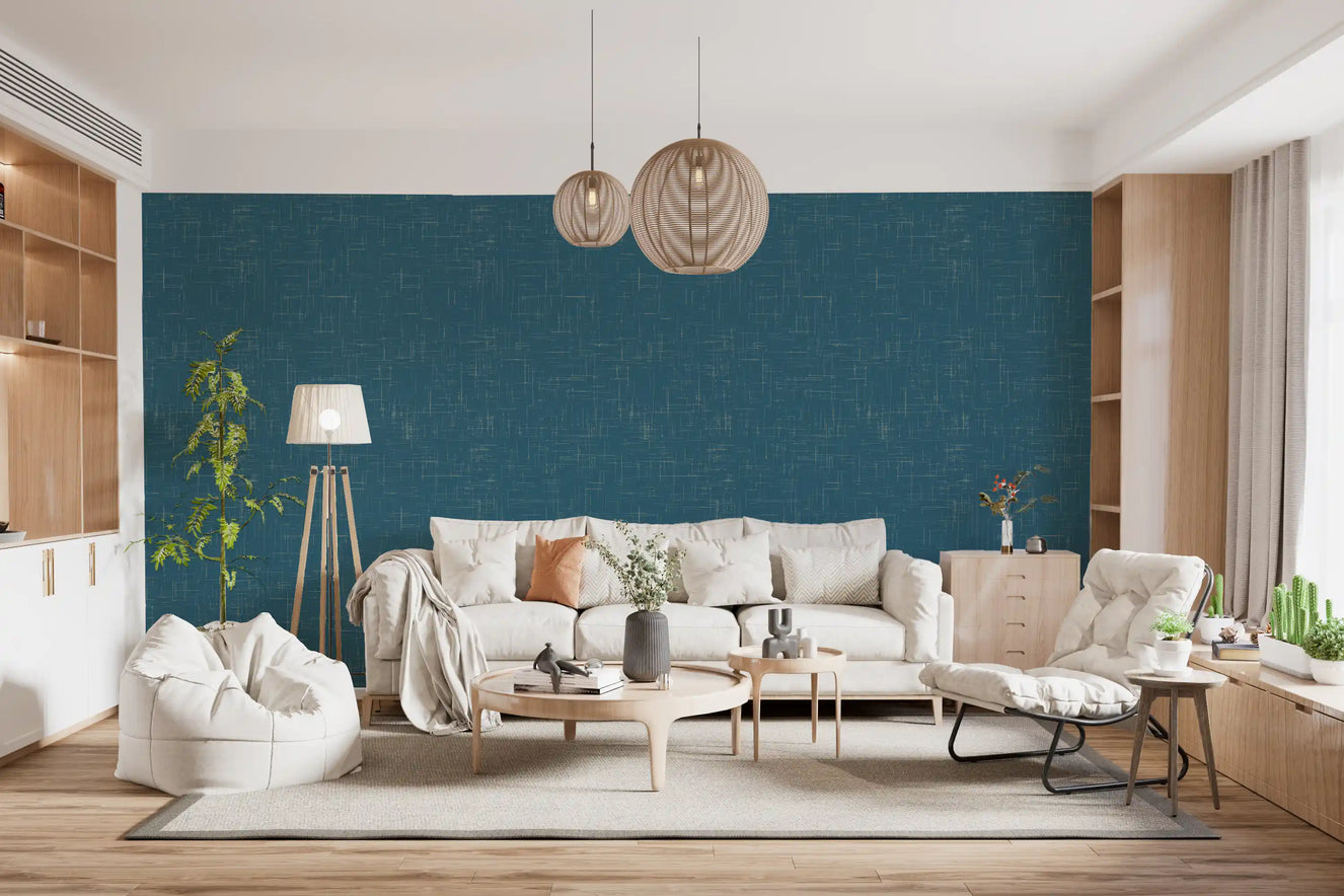 Carta da parati texture lino turchese Carta da parati modernista metà secolo⁠