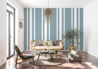 Ticking Stripe Wallpaper in muted blue grey with a relaxed finish