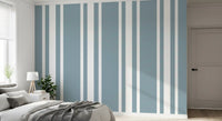 Blue Grey Wall Wallpaper with crisp white gaps and stripe rhythm