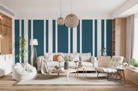 Blue Stripe Wallpaper with strong coastal bands and white spacing
