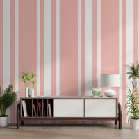 Home space with Farmhouse Wallpaper in Blush Pink stripe design