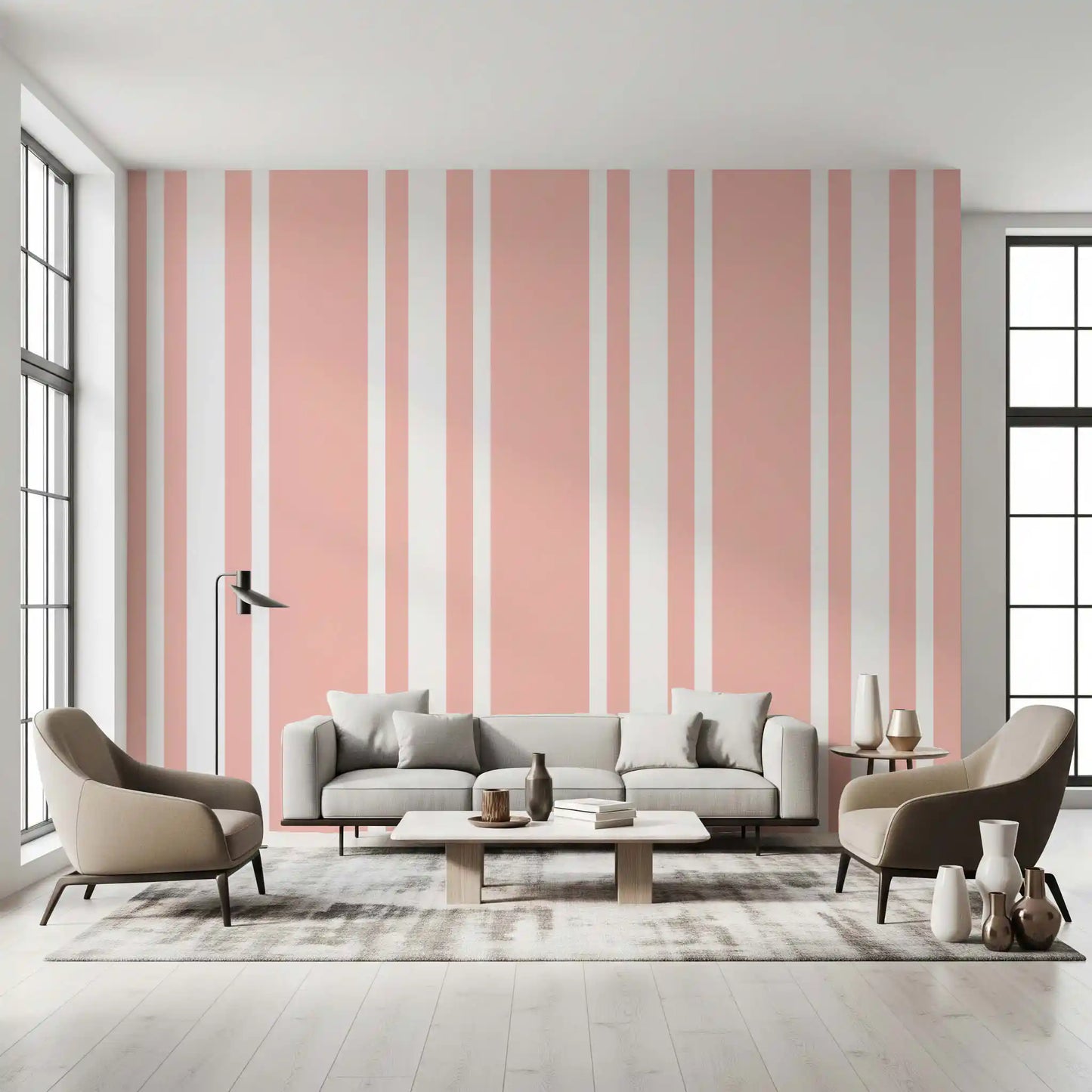 Soft Stripe Wallpaper in Blush Pink for a farmhouse look