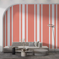 Ticking Stripe Wallpaper featuring coral tones and clean structured lines