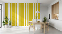 Dining room using Mustard Ticking Wallpaper and clean stripe spacing