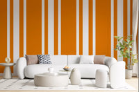 Hallway wall using Retro Orange Wallpaper with balanced stripe spacing
