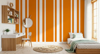 Vertical stripe wallpaper carrying orange retro pattern and clean rhythm