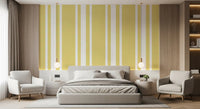 Farmhouse stripe wallpaper showing light yellow bands and bright white gaps
