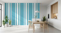 Decorative stripe wallpaper using Retro Blue Ticking line arrangement