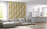 Botanical Kitchen Wallpaper showing lemons, foliage, and airy spacing