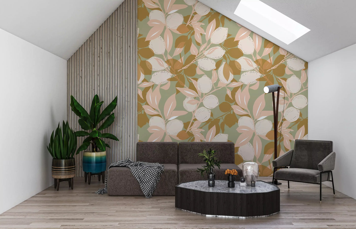 Pantry wallpaper featuring Mediterranean Kitchen style with leafy citrus