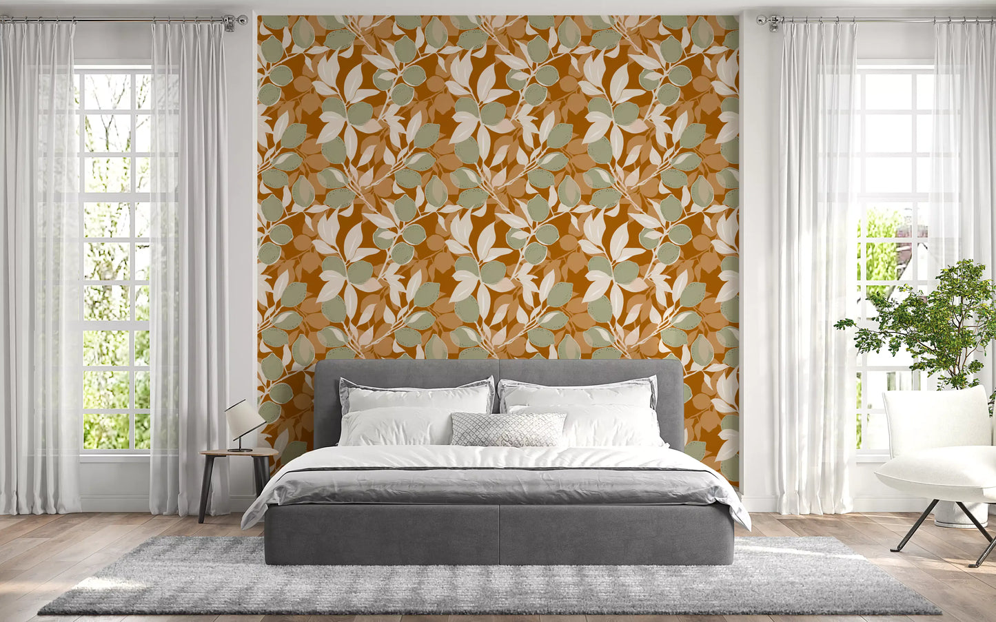 Mediterranean citrus wallpaper showing lemons, foliage, and warm colour