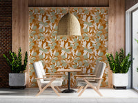 Breakfast nook wallpaper with Mediterranean Kitchen style and lemon pattern