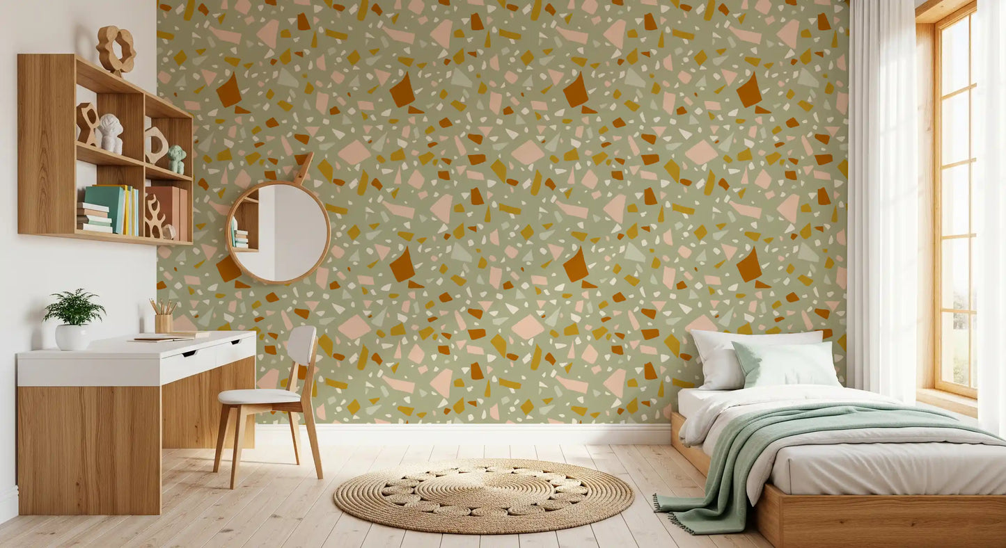Sage Peach Terrazzo Tapete Mediterrane Tapete⁠