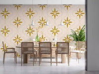 Repeating arches create Tile Geometric wallpaper with golden highlights